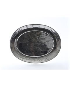 15"x20" Oval Stainless Steel Hammered Tray