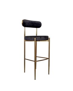 Audrey Gold Barstool with Black Cushions