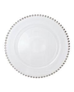 Beaded Silver Charger Plate 13"