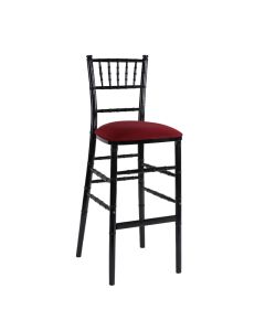 Black Chiavari Bar Stool with Cranberry Stretch Knit 