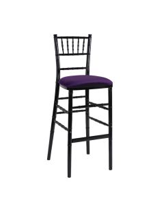 Black Chiavari Bar Stool with Deep Purple Velvet