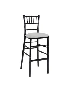Black Chiavari Barstool with Light Grey Stretch Knit Cushion