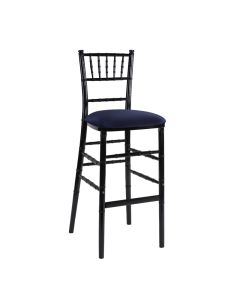 Black Chiavari Bar Stool with Navy Stretch Knit