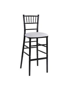 Black Chiavari Bar Stool with White Stretch Knit