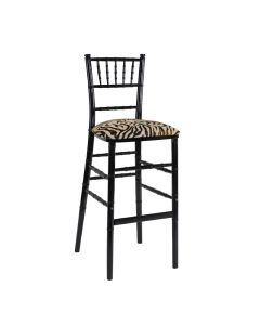 Black Chiavari Bar Stool with Zebra Stretch Knit