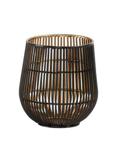 Black / Gold Metal Candle Holder 8"