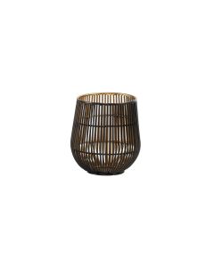 Black / Gold Metal Candle Holder 8"