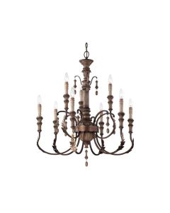 Chandelier, 9 Light Rustique 