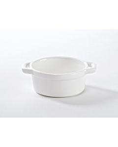 White Round Cassolette with Handles 3.75"