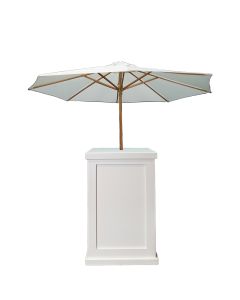 Classic White Pedestal with 9' Natural Umbrella