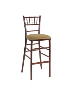 Fruitwood Chiavari Bar Stool with Camel Suede