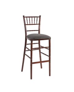 Fruitwood Chiavari Bar Stool with Charcoal Suede 