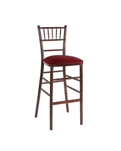 Fruitwood Chiavari Bar Stool with Cranberry Stretch Knit 