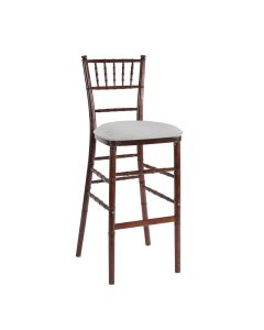 Fruitwood Chiavari Barstool with Light Grey Stretch Knit Cushion