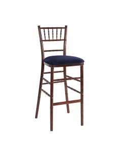 Fruitwood Chiavari Bar Stool with Navy Stretch Knit