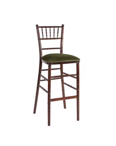 Fruitwood Chiavari Bar Stool with Olive Velvet