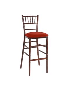 Fruitwood Chiavari Bar Stool with Red Stretch Knit 