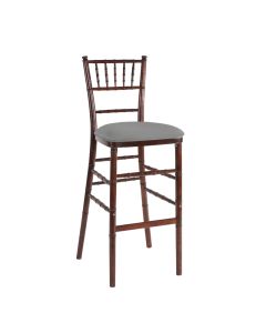 Fruitwood Chiavari Bar Stool with Silver Stretch Knit 