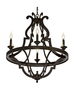 Chandelier, Gatsby Bronze 27" 6 Light