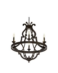 Chandelier, Gatsby Bronze 27" 6 Light