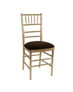 Gold Chiavari Chair with Chocolate Suede 