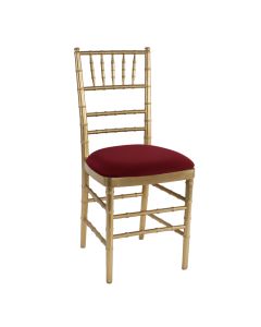 Gold Chiavari Chair with Cranberry Stretch Knit 