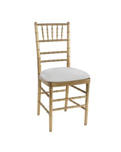 Gold Chiavari Chair with Light Grey Stretch Knit Cushion