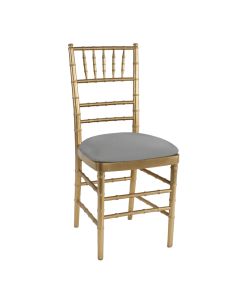 Gold Chiavari Chair with Silver Stretch Knit 