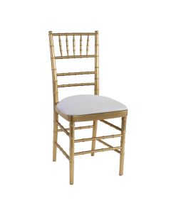 Gold Chiavari Chair with White Stretch Knit