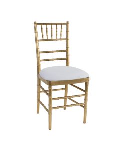 Gold Chiavari Chair with White Suede