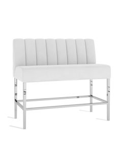 Monaco White Velvet Bar Loveseat