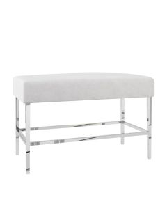 Monaco White Velvet Bar Rectangle Ottoman