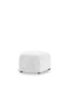 Monaco White Velvet Large Pouf