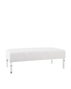 Monaco White Velvet Lounge Rectangle Ottoman