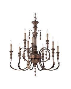 Chandelier, 9 Light Rustique 