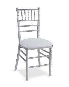 Silver Chiavari Chair with White Suede