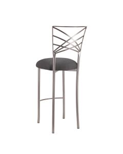 Silver Chameleon Barstool with Charcoal Suede Cushion