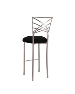 Silver Chameleon Barstool with Black Suede Cushion