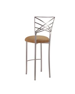 Silver Chameleon Bar Stool with Camel Suede Cushion