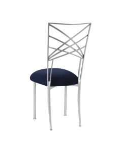 Silver Chameleon with Navy Suede Cushion