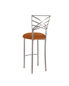 Silver Chameleon Barstool with Copper Suede Cushion