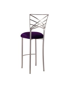 Silver Chameleon Barstool with Deep Purple Velvet Cushion