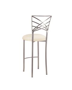 Silver Chameleon Bar Stool with Ivory Stretch Knit Cushion