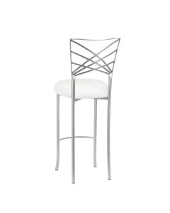 Silver Chameleon Bar Stool with Ivory Suede Cushion