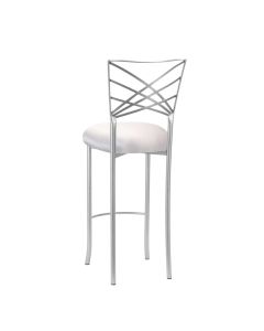Silver Chameleon Barstool with Light Grey Stretch Knit Cushion