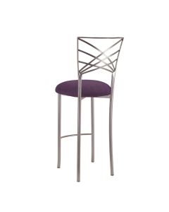 Silver Chameleon Bar Stool with Lilac Suede Cushion