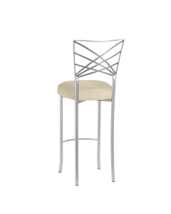 Silver Chameleon Bar Stool with Parchment Linette Cushion