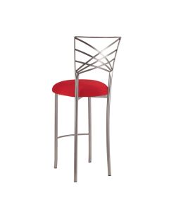 Silver Chameleon Barstool with Red Stretch Knit Cushion