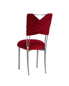 Velvet Red Sweetheart Topper with Cushion on Silver Legs
