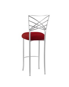 Silver Chameleon Bar Stool with Red Velvet Cushion